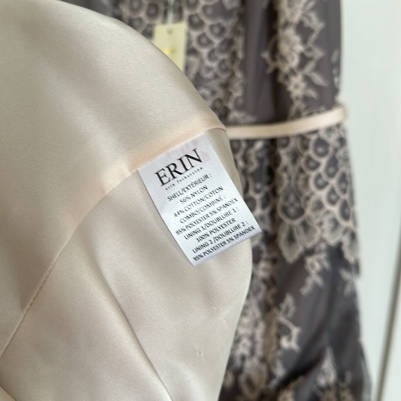 ERIN by Erin Fetherston Belted Grey Pink Floral Gown Dress Size 6 Formal Full - Picture 5 of 5